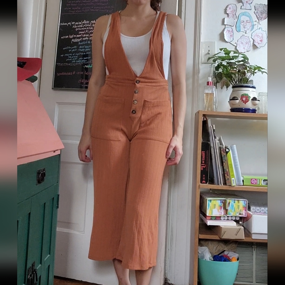 Orange plunge jumpsuit